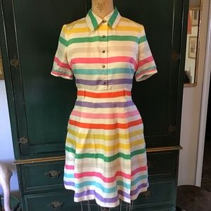 Cute Silk Rainbow-Striped Kate Spade Dress